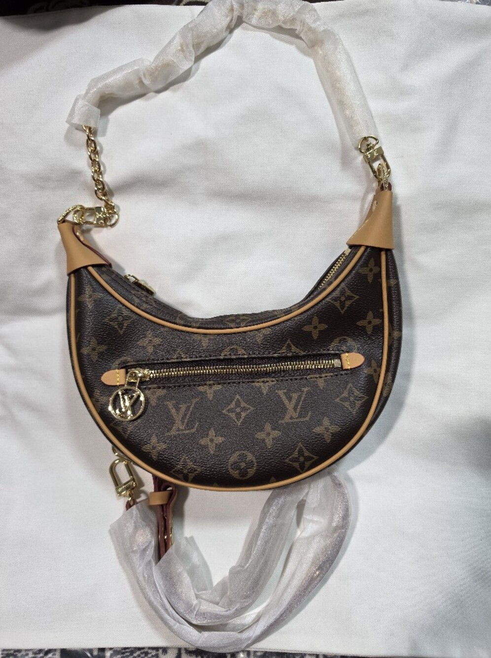 Crescent Monogram Shoulder Bag in Brown / Handbag